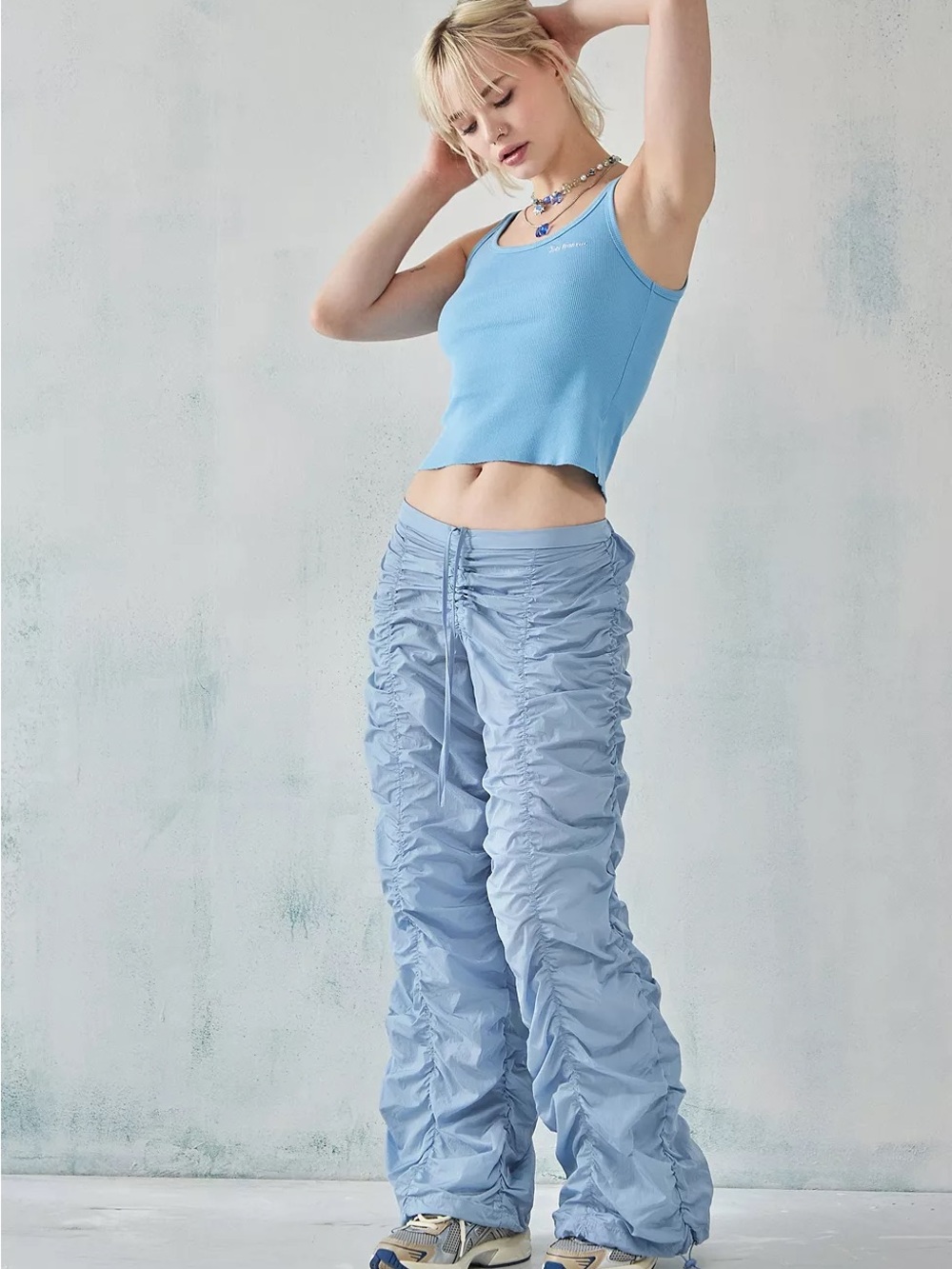 Urban Outfitters Dusty Blue Ruched Pants